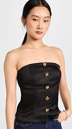 Endless Rose Women's Strapless Button Accent Corset, Black, S #TOP1
