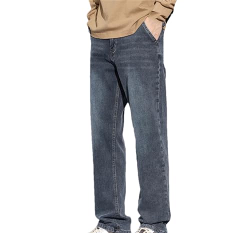 Men's Loose Straight Jeans, High-Stretch Zippered Hip-Hop Jeans