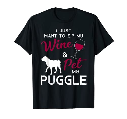 Puggle Dog Wine lover owner Christmas Birthday Gift Camiseta