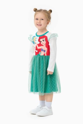 Image of Disney Girls' Tulle Tutu Dress Birthday Party Outfit Baby /Toddler | Officially Licensed, Frozen Elsa, Minnie, Princess, Velvet Top with Belt, Multi-Layer Mesh Skirt, Ruffle Long Sleeve Clothes