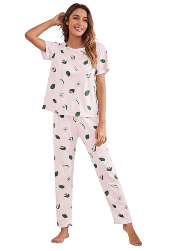 Image of SMOWKLY Polyester Blend Printed Round Neck Short Sleeve Nightsuit Set | Pajama Set | Night Dress for Women (1025 PCH 3XL) Off White