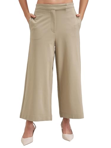 Image of Tokyo Talkies Wide Leg Relaxed fit Cullotes |Ultra Soft, Elasticated, High Waist, Wrinkle Free Trousers |All Day Wear
