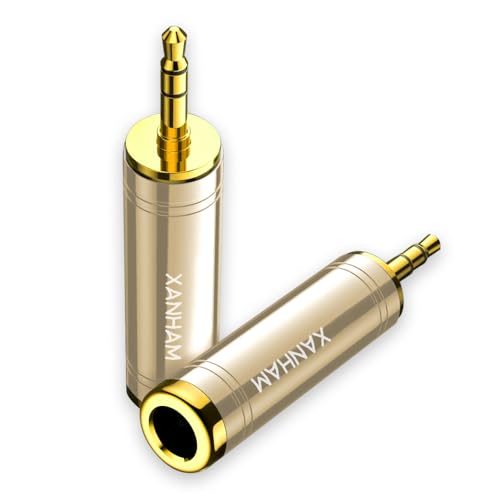 XANHAM 1/4 Inch 6.35mm Female to 1/8 Inch 3.5mm Male TRS Stereo Audio Jack Quarter Inch to Headphone Aux Adapter for Aux Cable, Smartphone, Laptop, Tablet, Speaker, etc. (2 Pack)