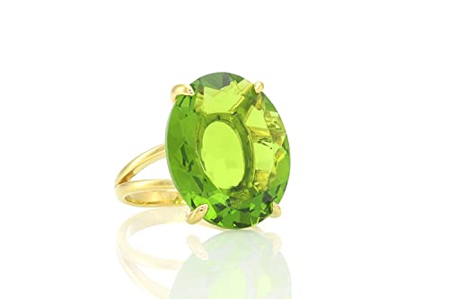 Anemone Jewelry Peridot Ring In 14K Rose Gold Filling - Vibrant Peridot Jewelry For Women - Artisan Rings, Simple Rings, Birthstone Rings, Statement Rings - Jewelry Box Included #TOP6