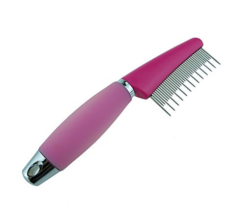 One Raw Long-Short Teeth Steel Pet Grooming Comb For Dogs Pink