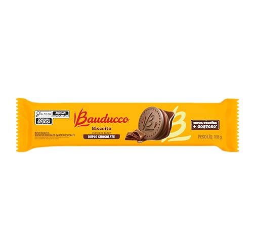 Biscoito Recheado Bauducco Duplo Chocolate Pacote com 140g