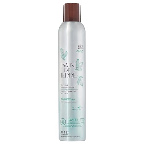 Bain de Terre Stay N' Shape Flexible Shaping Spray, Medium Hold & Shine, Heat & Humidity Protection with Argan & Monoi Oils, Paraben-Free, Color-Safe, Vegan, 9.1 Fl Oz