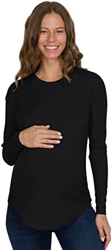 Eliana Soft & Stretchy Long Sleeve Maternity Shirt with Round Hem - Maternity and Nursing Long Sleeve Shirts