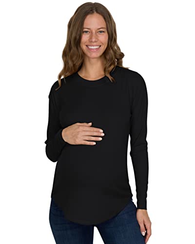 Eliana Soft & Stretchy Long Sleeve Maternity Shirt With Round Hem - Maternity And Nursing Long Sleeve Shirts #TOP1