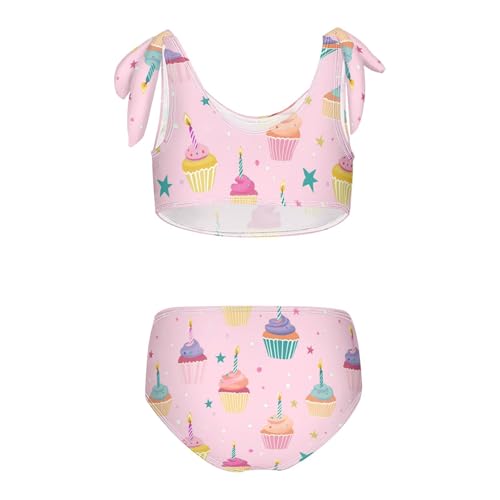 Wusikd Cute Cupcakes Girls Swimsuits Two Piece Pink Swimwear Bikini Set for for Girls Size 3T2