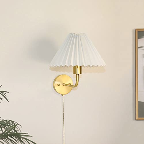 Linterna de pared de cobre elegante y aplique de tela plisada de diseño nórdico 2