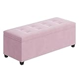 Kerioers Storage Ottoman Bench, Foldable Foot Rest with Legs, 15.7 x 43 x 15.7 Inches, End of Bed Bench, Storage Chest, Load up to 660 lb, for Living Room, Bedroom, Entryway,, Pink, FSS20P01