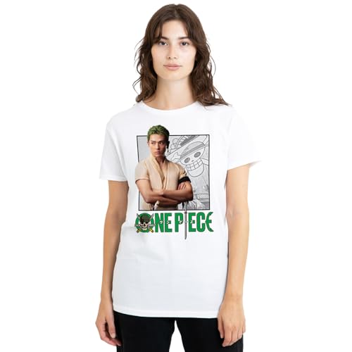 T-Shirt One Piece Zoro Blanc Femme Cadeau Idéal pour Passionnée