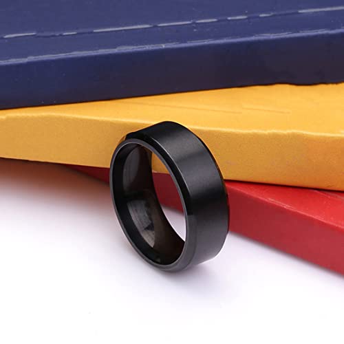 Yellow Chimes Rings for Men Black Ring 316L Stainless Steel Black Band Ring Men and Boys