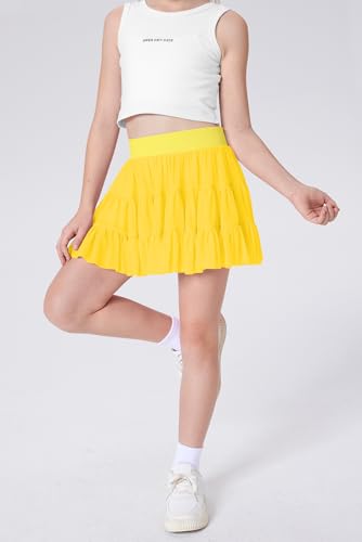 Girls Summer Ruffle Pleated Tennis Skirt Inner Shorts Flowy Cute Athletic Skort with Pockets 5-14 Years3