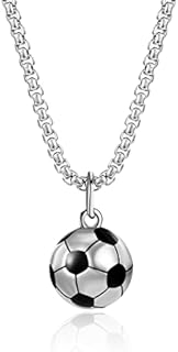 Yaomiao Football Necklace Stainless Steel Soccer Charm Necklace Football Gifts for Girls Boys Kids Unisex Jewelry with Chain