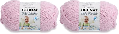 Image of Bernat Baby Blanket Yarn, 3.5oz, Super Bulky 6 Gauge - Pink - Single Ball Machine Wash & Dry (454533) (Pack of 2)