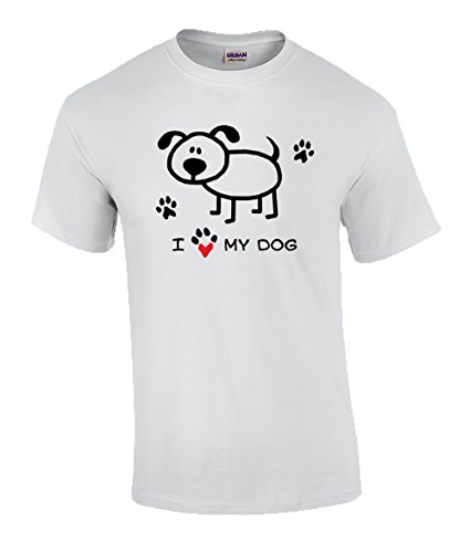 I Love My Dog Paw Print Heart Graphic Short Sleeve T-Shirt-4Xl White