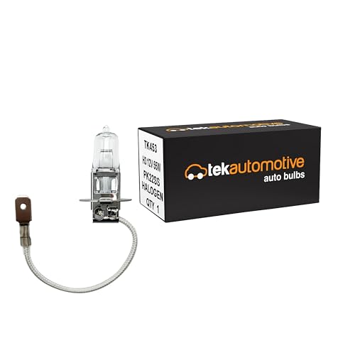 Tek Automotive H3 453 Halogen 12V 55W Bulb for Headlight Fog Light and Cornering Lamps, PK22s Road Legal E Approved Replacement