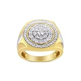 CTIEIP Yellow Gold Men's Diamond Engagement Ring 10K 14K 18K Gold Cluster Diamond Pinky Ring for Men Size 4-16