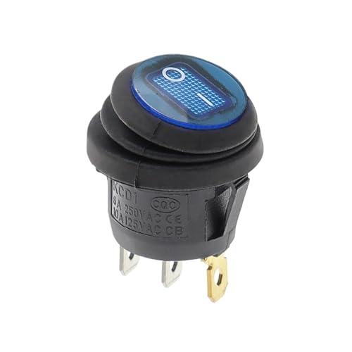 Interrupteur rond 3 broches bleu pour réparer vos appareils défectueux en 125V 250V