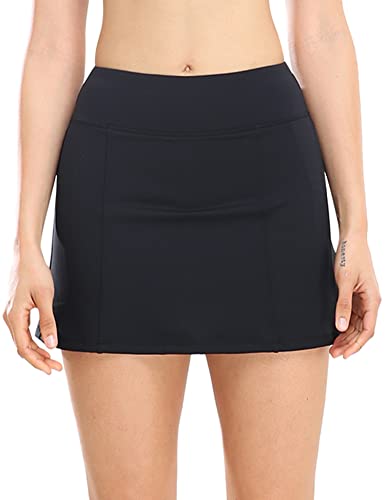 1A1A AK92202 Womens Athletic Pleated Black Tennis Golf A-Line Skirts Skorts thumb #1