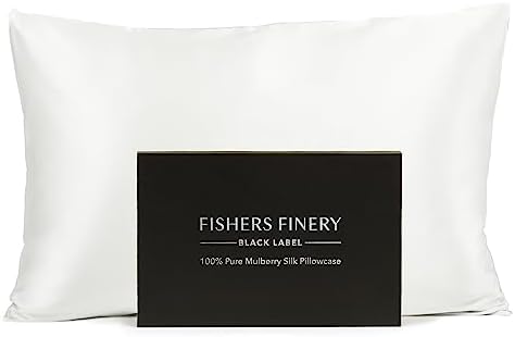 Fishers Finery 30mm 100% Pure Mulberry Silk Pillowcase, Quality Tested (White, King)