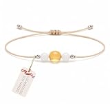 Edelheim Edelsteinarmband Damen I Zartes, zeitloses Citrin Armband mit 925 Sterling Silber im minimalistischen, hangefertigtem Stil by Kara Designs (Gelb/Weiss, Citrin/Weisser Jade)