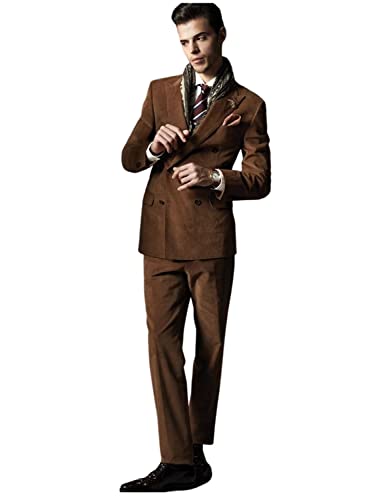 Costume en velours double boutonnage haut de gamme coupe ajustée