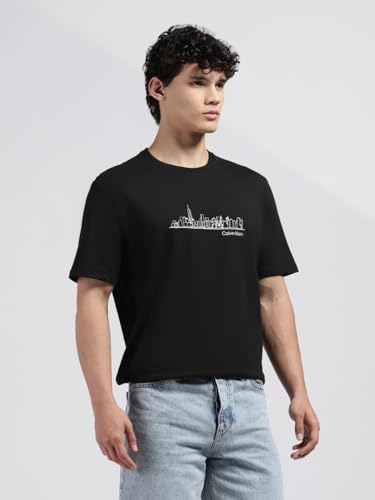 Image of Chest Graphic Regular Fit Cotton T-Shirt