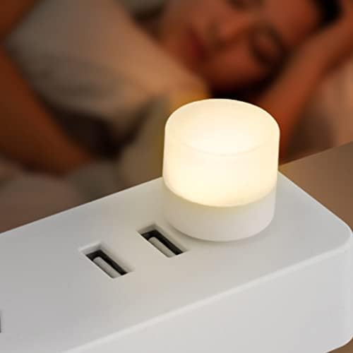 4PCS Mini USB Night Light Small Plug in LED Nursery Lamp Car Ambience Light Portable Bedside Lamp Plug in LED Night Light for Breastfeeding Dimmable Nursery Lamp(Warm Light)