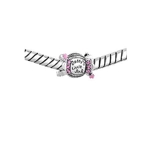 KunBead Daddy's Little Daughter Birthday Pink Candy Bead Charms Compatible with Pandora Bracelets Daughter Gift from Dad2