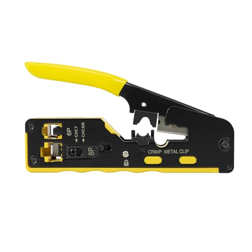 PNI SR7 Pliers, for Cutting Stripping Cable and Crimping RJ12, RJ45 CAT5, CAT6, CAT7 Plugs, Yellow - Image 3
