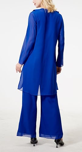 3 PC Chiffon Mother of The Bride Pant Suits Formal Pantsuits for Groom Mother Wedding Guest Outfit4