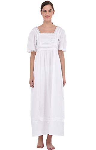 Chemise de nuit vintage en coton blanc femme de style rétro chic
