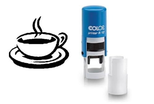 Sello para taza de café, sello de tarjeta de lealtad, tinta negra autoentintable, aprox. 11 mm, con cubierta antipolvo