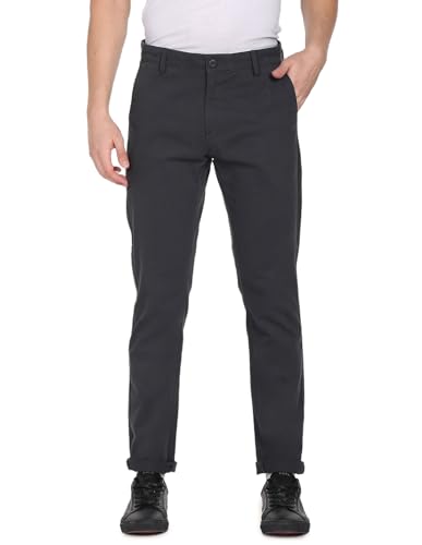 Image of U.S. Polo ASSN. Men's Regular Solid Textured Austin Trim Fit Mid Rise Casual Trousers