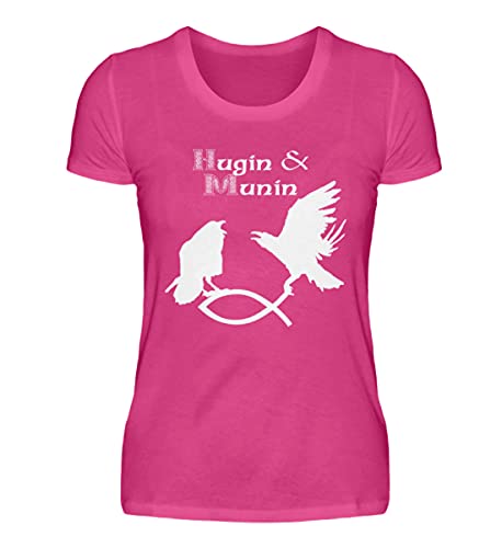 T-shirt femme Hugin & Munin rose taille L en coton décontracté