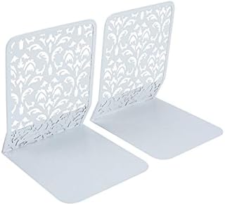 EasyPAG 175mm Metal Desk Bookends Heavy Duty Book Ends for Shelves(1 Pair),White