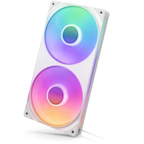 Image of NZXT F240 RGB Core - 240mm Single-Frame Fan Unit with 2 x 120mm RGB Fans - Speed & Lighting Control - High Static Pressure & Airflow - Fluid Dynamic Bearings - 8 aRGB LEDs Per Fan - White