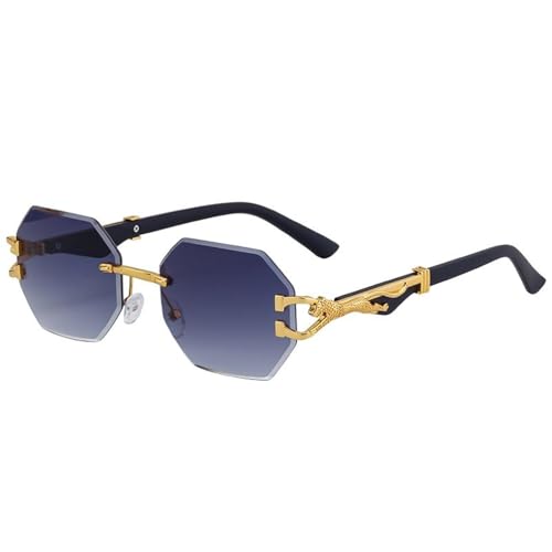 Lunettes de soleil polygonales sans monture UV400 pour hommes et femmes
