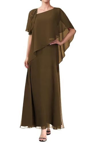 Mother of The Bride Dresses Ruffle Sleeve Chiffon Long Prom Dresses Evening Dresses Formal