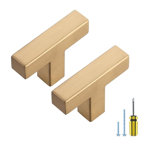 Image of Ravinte 20 Pack Champagne Bronze Cabinet Handles Single Hole Center Stainless Steel Kitchen Square Cabinet Pulls for Dresser Drawer Cupboard Handles with Screwdriver