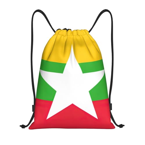 Flag of Myanmar print Drawstring Bag Sack Gym Bag Ditty Bag for Gym Traveling, Hiking, Yoga, Shopping for Adult
