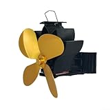 Kaminventilator, effiziente Wärmeverteilung, 4 Flügel, Aluminiumlegierung, für Holzofen, leise, warme Luftzirkulation bei kaltem Wetter (Gold)