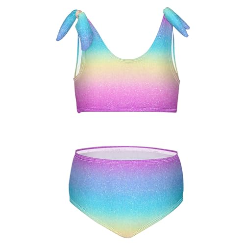 Image of Girls Tankini Swimsuit Bathing Suit Two Piece Bikini Summer Beach Swimwear with Adjustable Strap 3-12 Years Solid Color