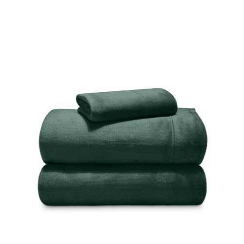 Image of Sands Luxurious 6Pc Bedding Set for Winter, 1 Double Duvet Cover,1 Double Bed bedsheet, 2 Pillow Covers, 2 Round Cushions, Ultra Soft Woollen Bedsheet Set- 90X100 inches (Green)