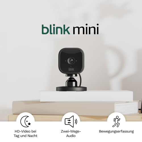 Blink Blink Mini – Kompakte, smarte Plug-in-Überwachungskamera für innen, 1080p-HD-Video, Nachtsicht, Zwei-Wege-Audio, Bewegungserfassung; einfache Einrichtung, funktioniert mit Alexa – 2 Kameras (schwarz) - Funktionsansicht 5 | Tages Deals