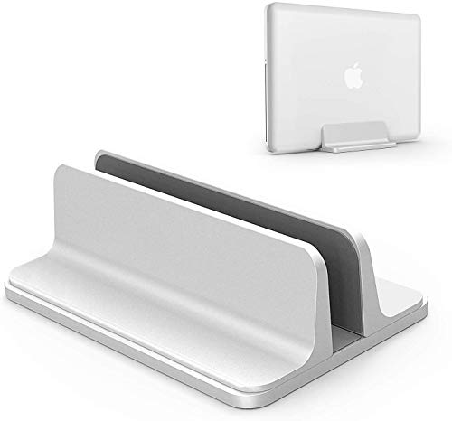 Vertical Laptop Stand, Adjustable Laptop Holder Desktop Stand with Adjustable Dock Size (up to 17.3 inches) Compatible with All MacBook/Surface/Lenovo/Dell/Gaming Laptops (Silver)