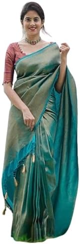 C J Enterprise Women's Pure Banarasi Silk Saree Kanjivaram Style Saree With Blouse Piece For Wedding (BS09 BS16)